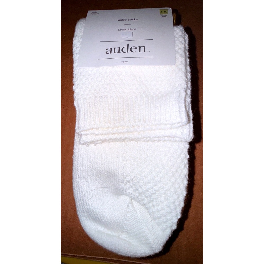 Auden Ankle Socks Women OS 4-10 NEW 3-Pack Cotton Blend Cable Knit Multi Color